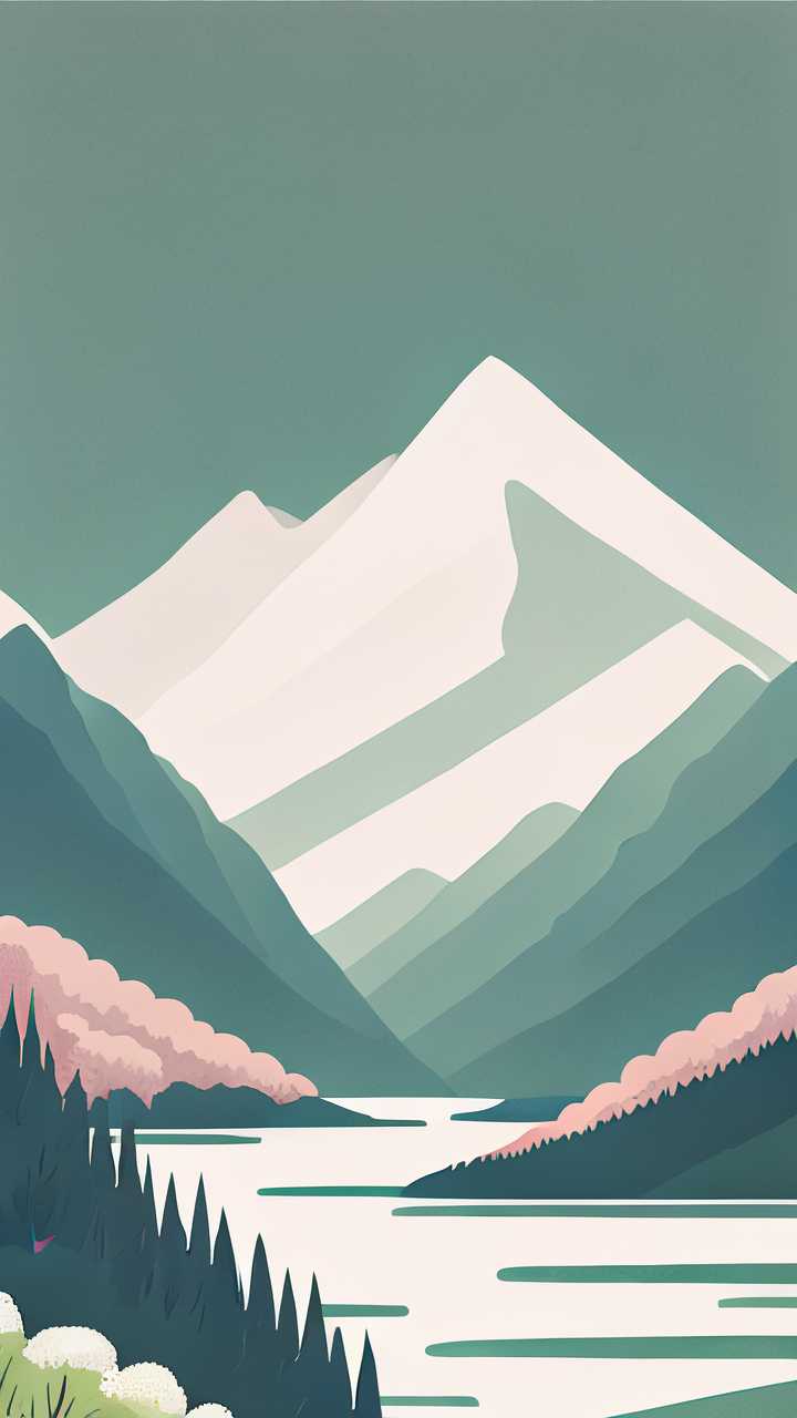 山水简约清新插画
