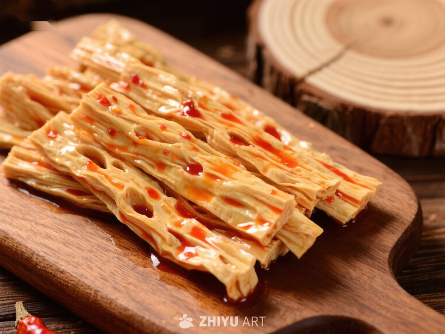 麻辣豆皮条，诱人美食 907