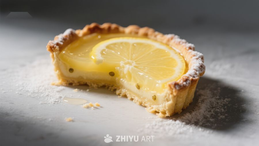 柠檬挞特写，清新美味