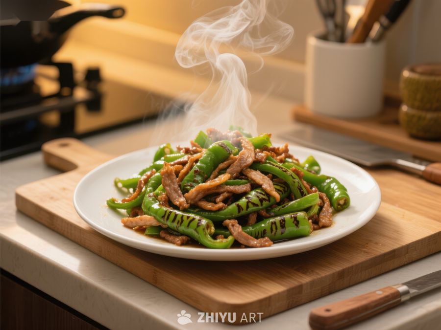 热腾腾的青椒肉丝 842