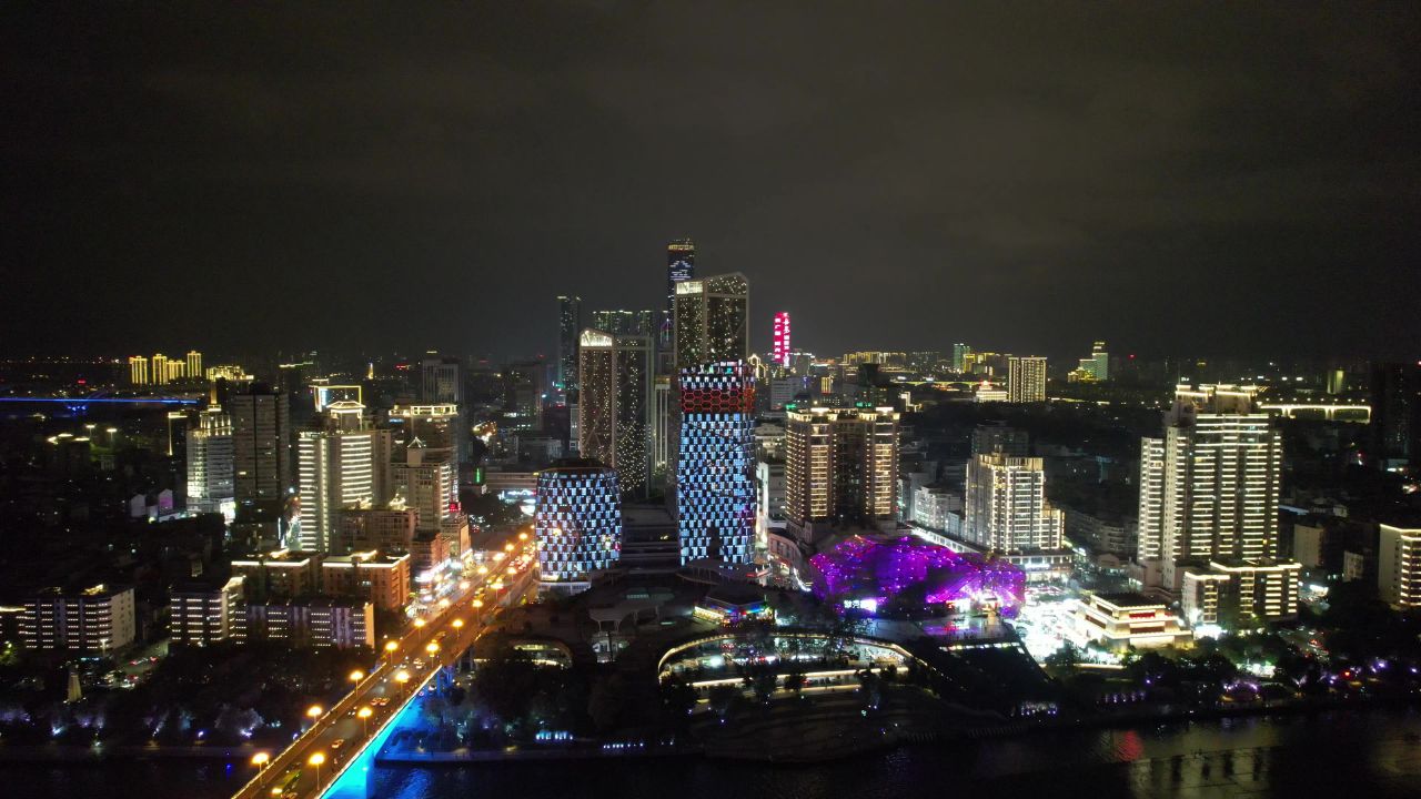 柳州城市夜景灯光航拍