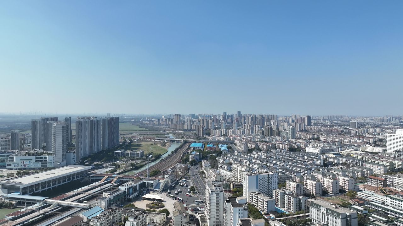 航拍昆山市区