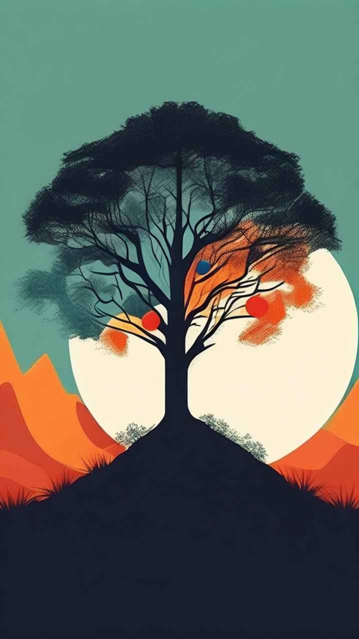 一幅画画着树极简主义 85