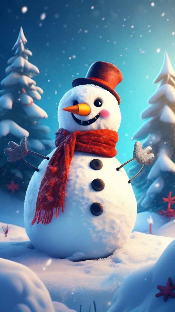 冬季插画雪人堆 21