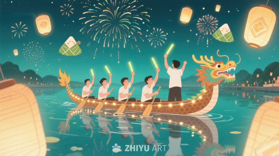 龙舟竞渡，烟花璀璨夜 284