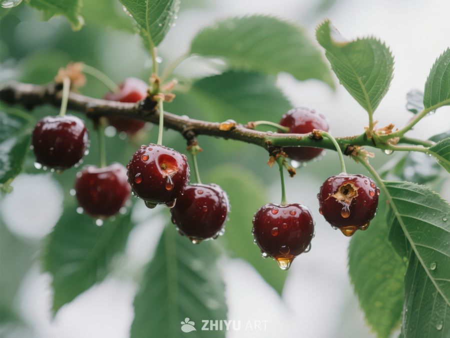 雨后枝头的鲜红樱桃 766