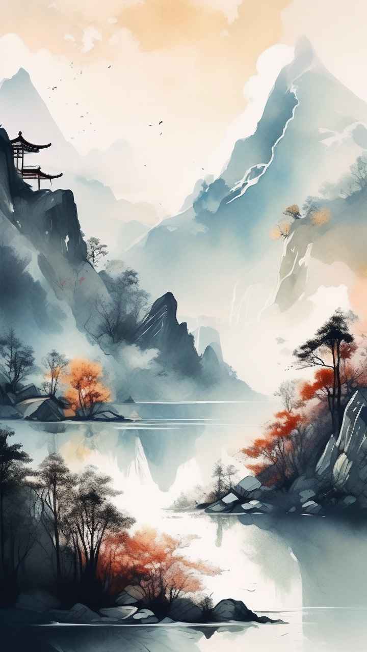 国风山水画背景插画 77