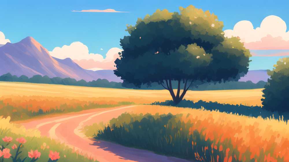 夏天唯美风景原创插画海报