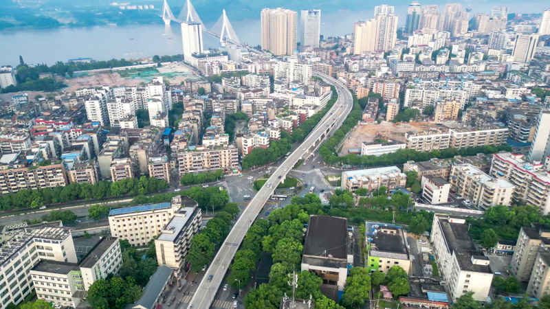 湖北宜昌城市风光航拍摄影图
