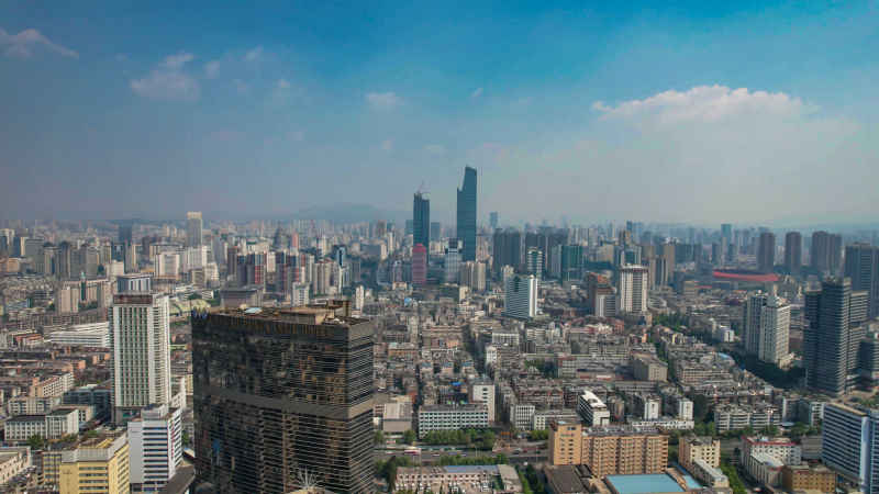 云南昆明城市风光交通航拍图 