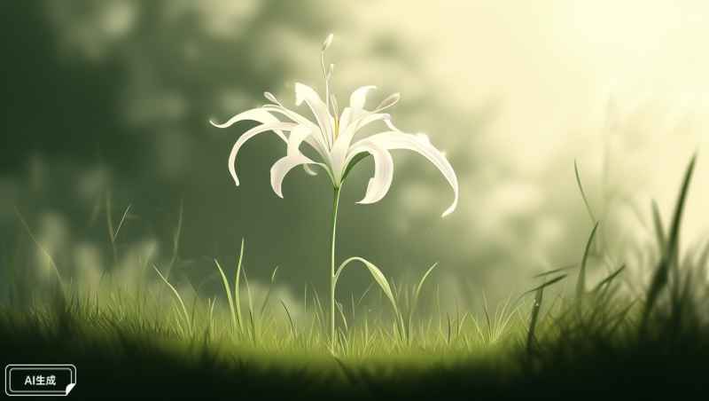 一朵洁白的百合花，安静地立在草丛中 11