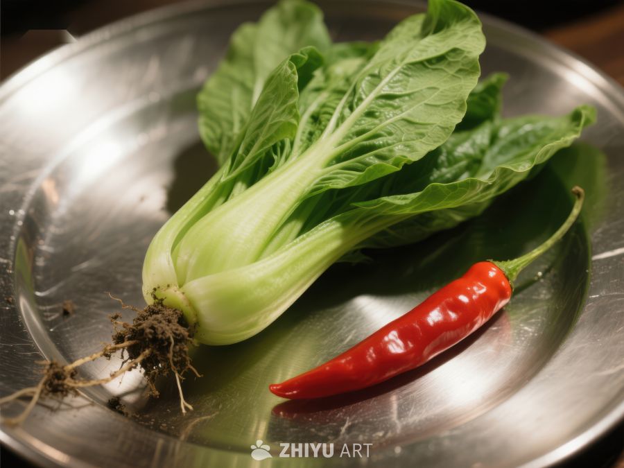 新鲜蔬菜：小白菜与红辣椒 291