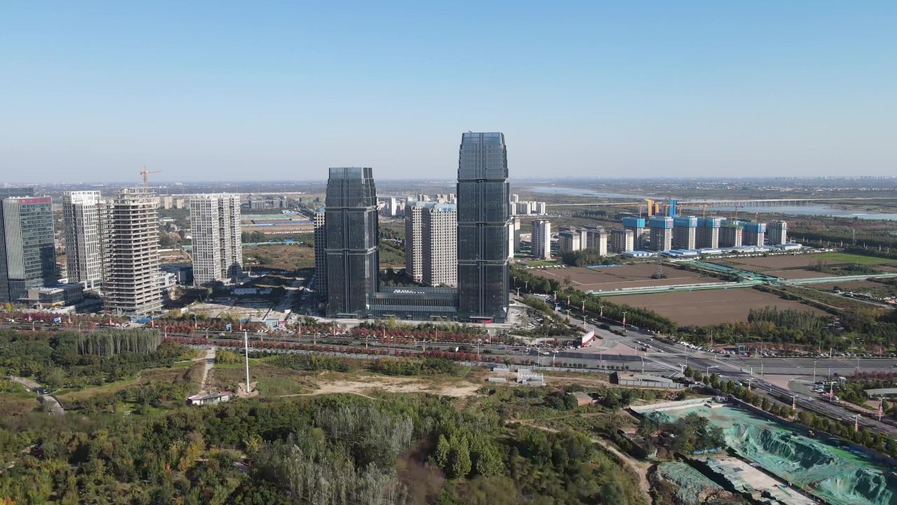  河北石家庄中央商务区航拍