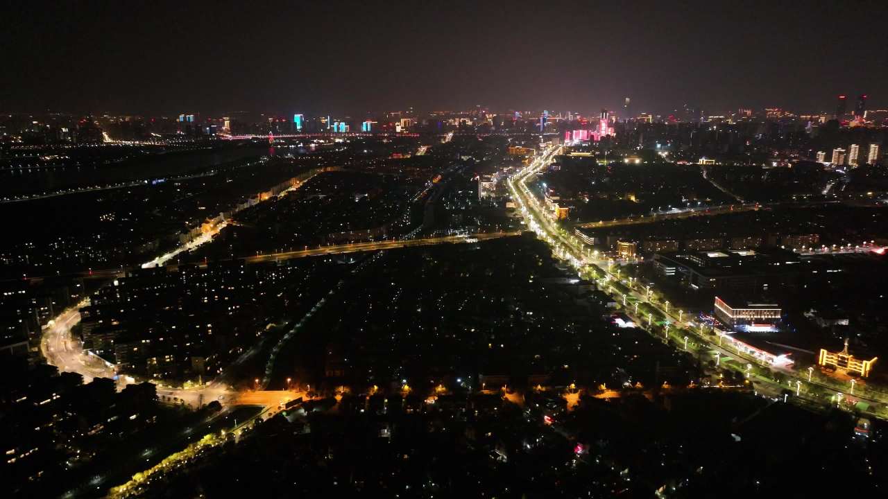 4k航拍云南昆明市 城市夜景
