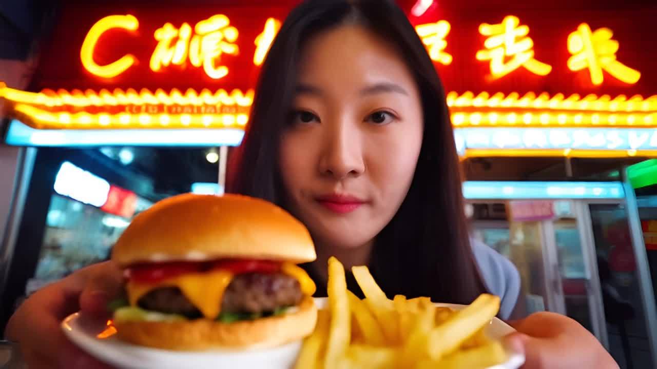 一位中国模特在一家名为“China Town”的餐