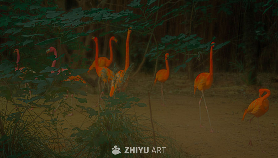 丛林中的火烈鸟群