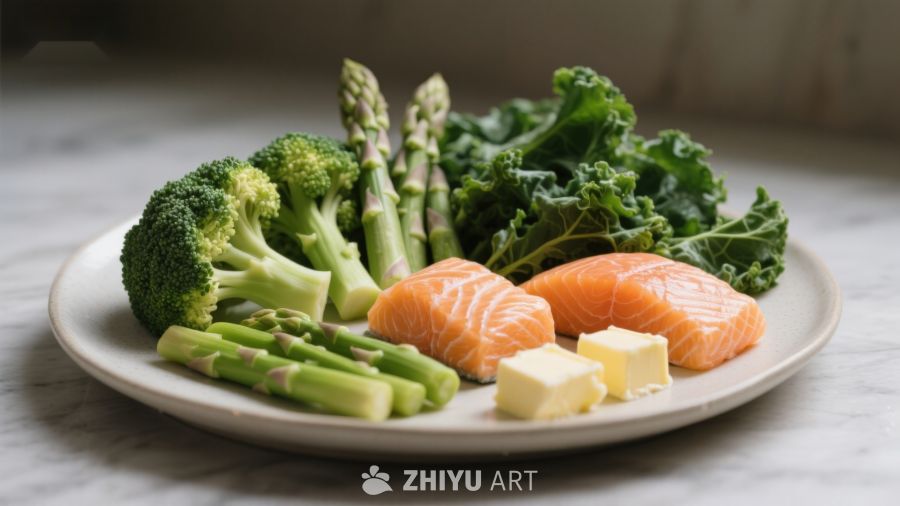 新鲜蔬菜与三文鱼拼盘