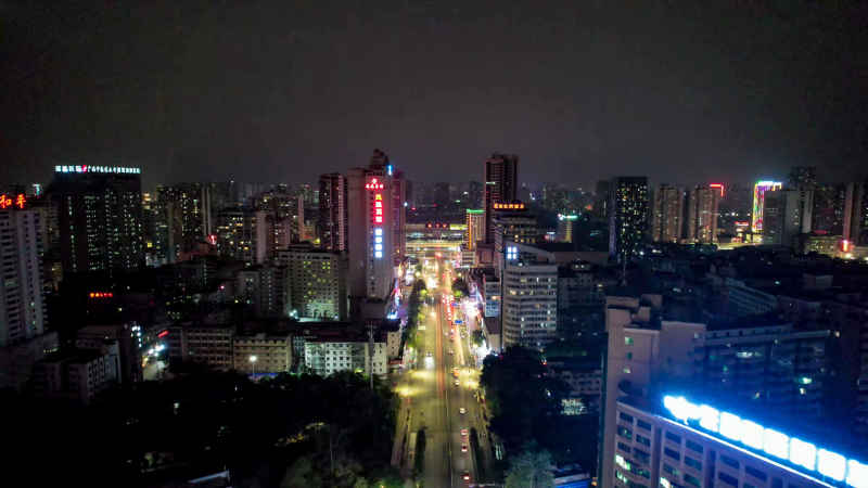 广西南宁城市夜景灯光航拍  
