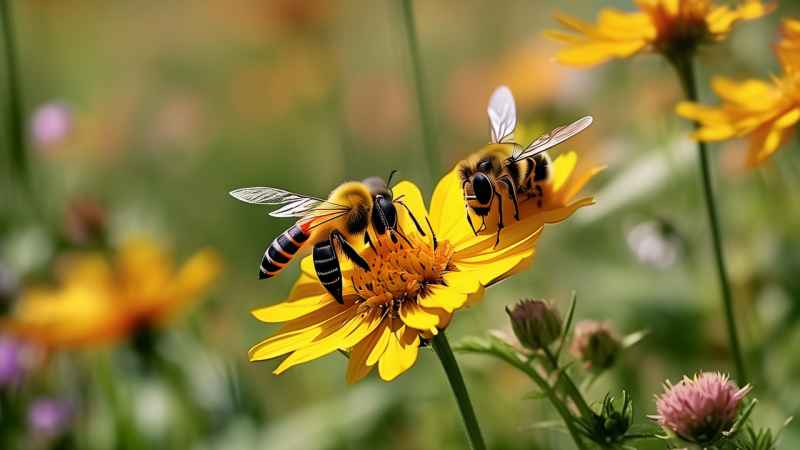 蜜蜂在花间忙碌采蜜 9