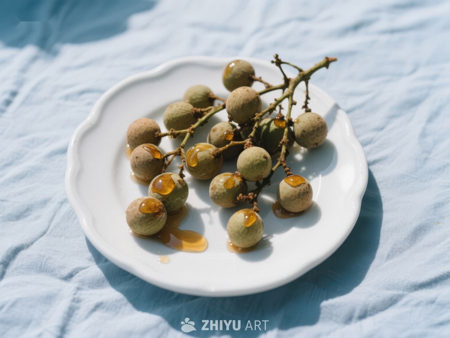新鲜龙眼果盘摆放 637