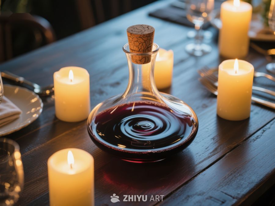 烛光下的红酒醒酒器 1411