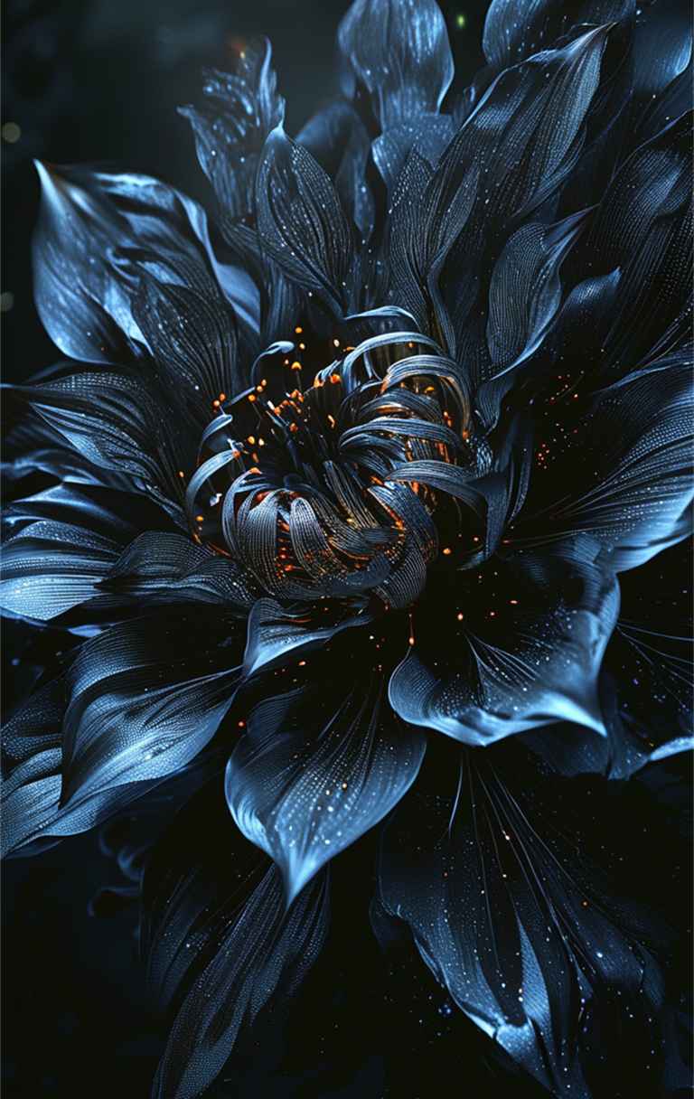 一朵黑色艺术花，花瓣散发着神秘的气息 6