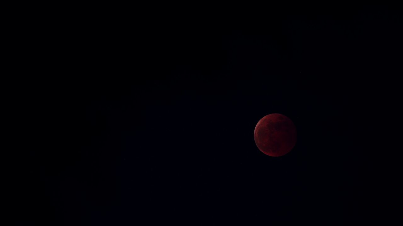 月全食红月亮月掩天王星