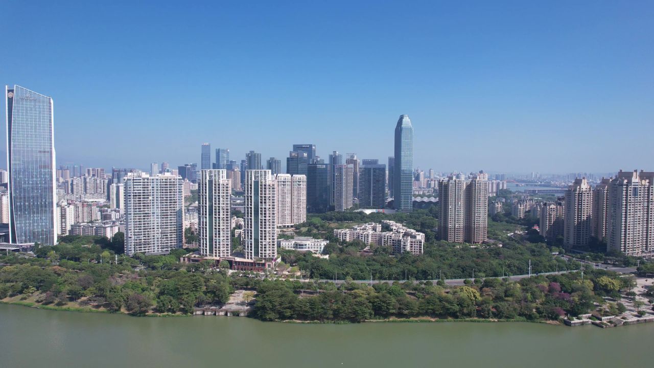 广东惠州城市高楼建筑CBD航拍