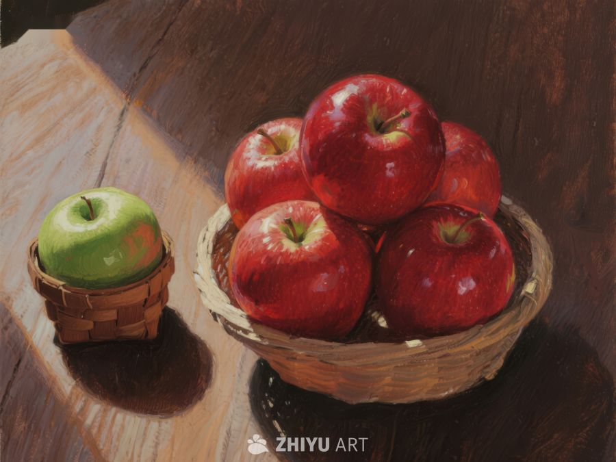 红绿苹果静物画 102