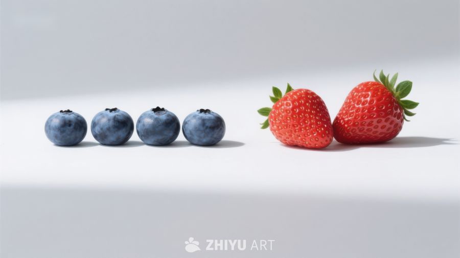 蓝莓与草莓的对比排列