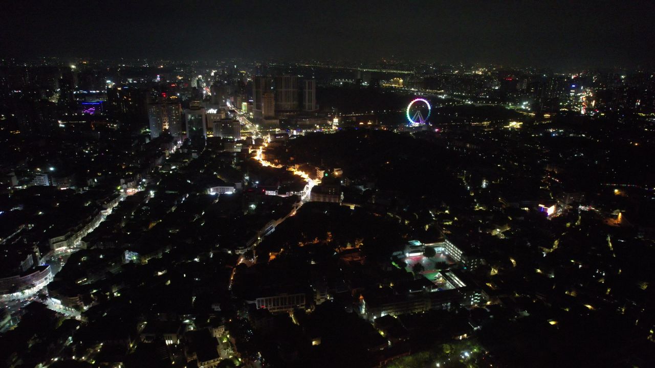 广东中山市城市夜景灯光