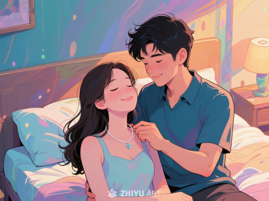 温馨时刻：男子为女子佩戴项链 732