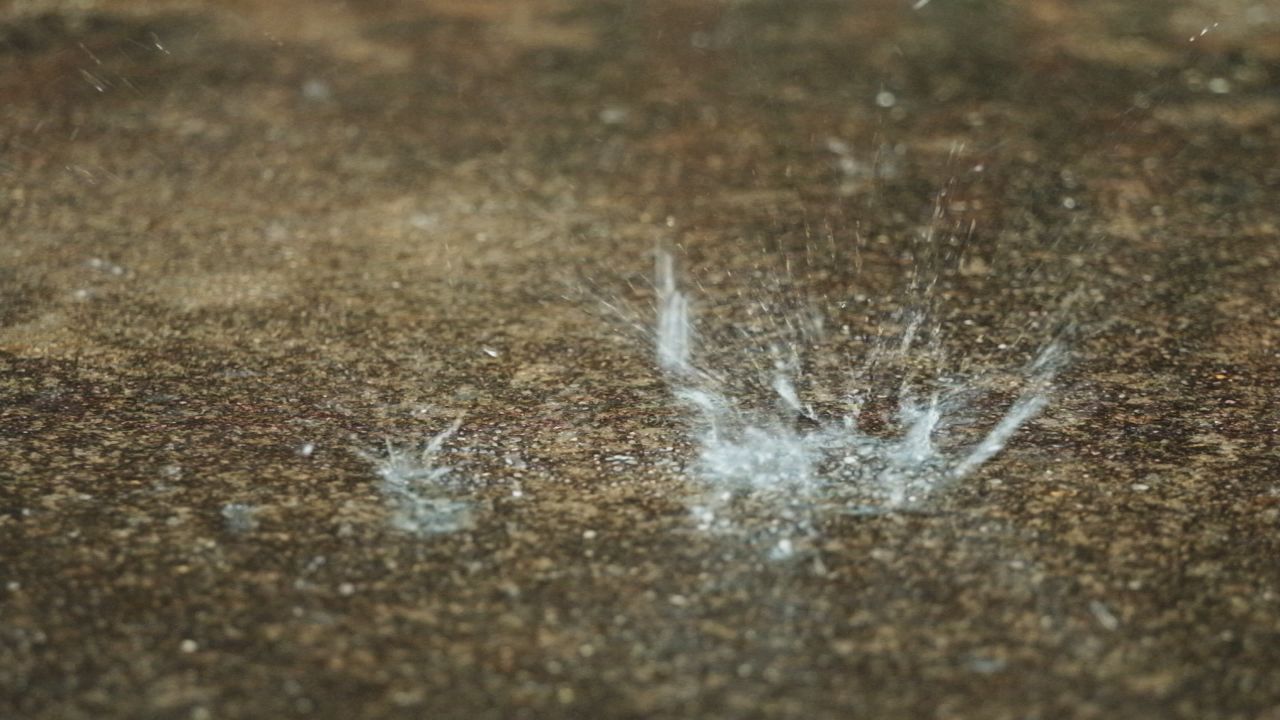 下雨水滴落慢镜头4K实拍