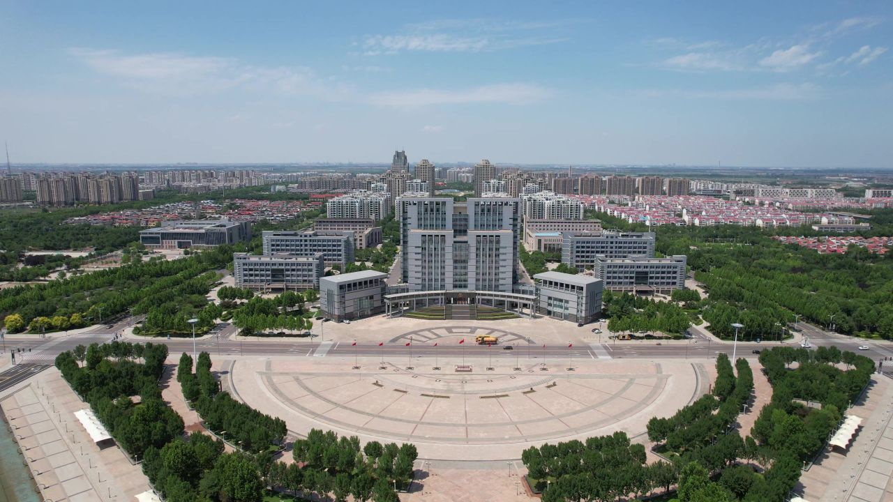 山东东营城市建设地标建筑航拍 