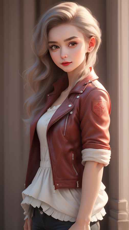 红色皮衣美女