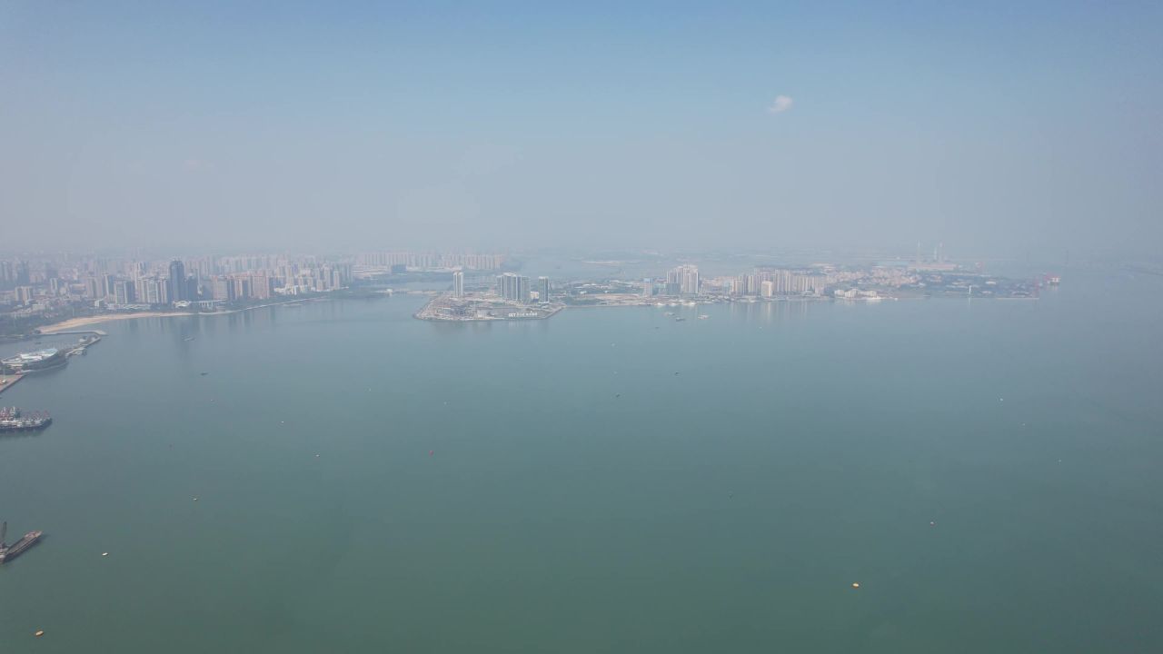 广东湛江城市风光湛江广州湾航拍 