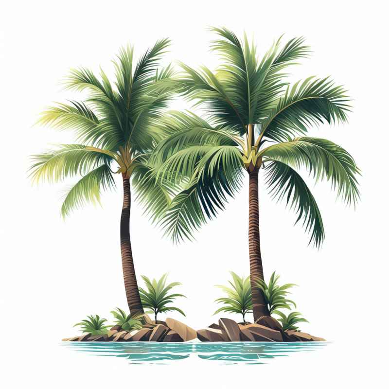 手绘简约椰子树元素插画 16
