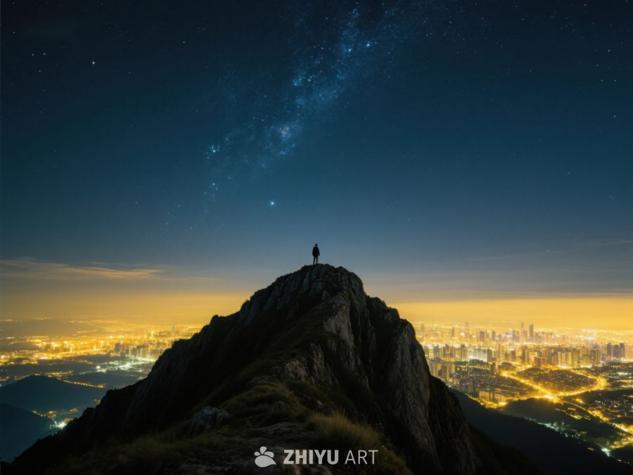 山顶夜景，俯瞰城市灯火 132
