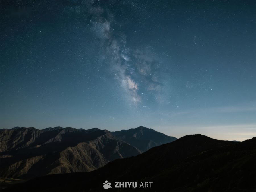 夜空银河映照山峦 448