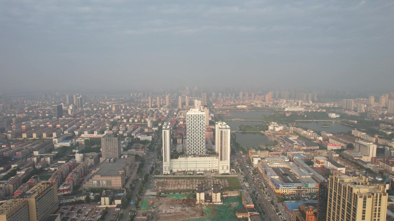 山东德州城市风光航拍 