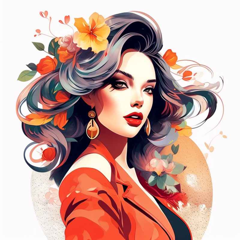 时尚插画美女 16