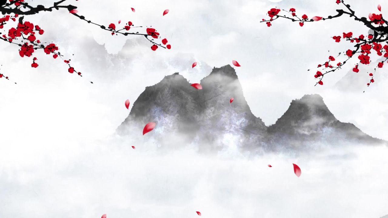 中国风水墨梅花古风戏曲晚会LED视频素材 20