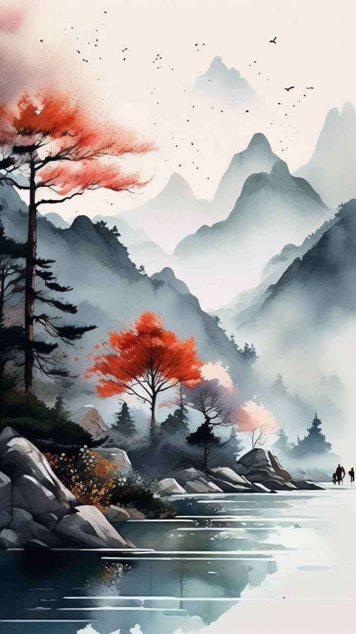 山水画国风背景 100