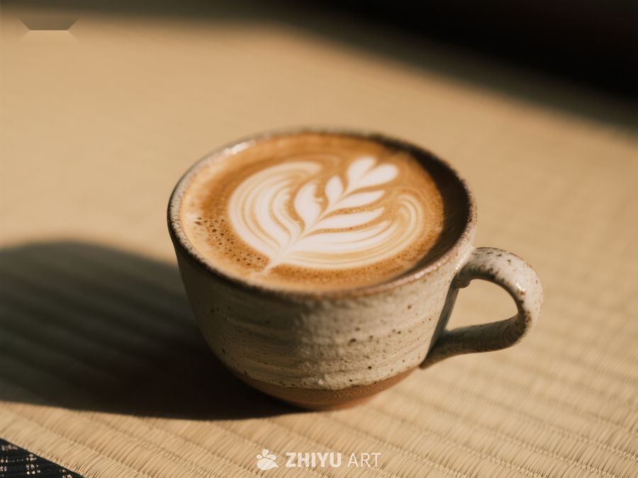 手绘拉花的陶瓷咖啡杯 237