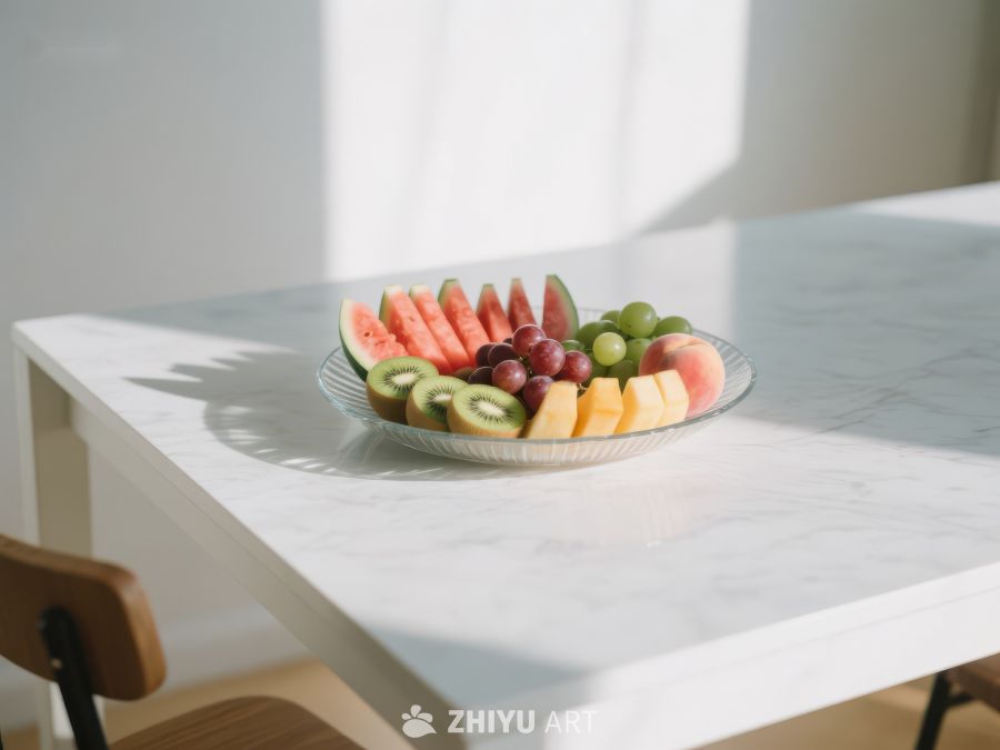 桌上摆放的多彩水果拼盘 799