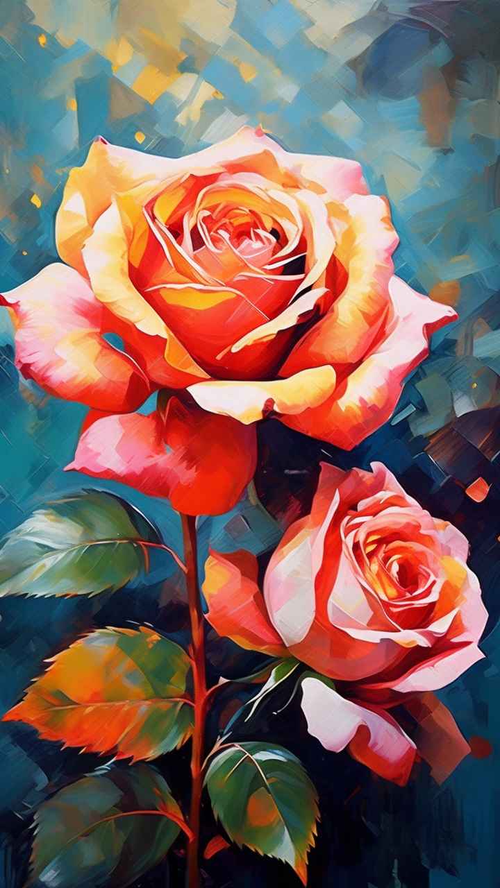 抽象花卉玫瑰插画 1
