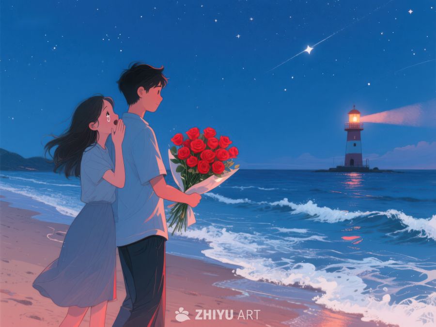 海边夜景下的浪漫邂逅 268