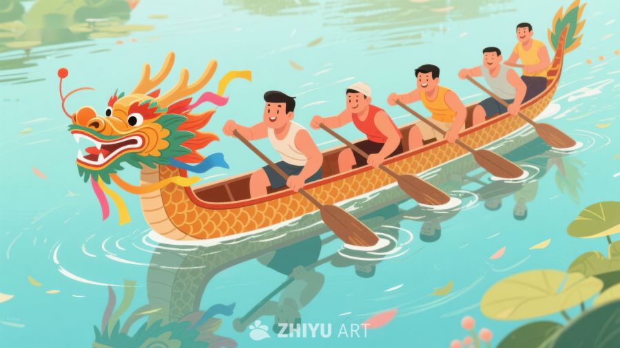 龙舟竞赛，团队协作 321