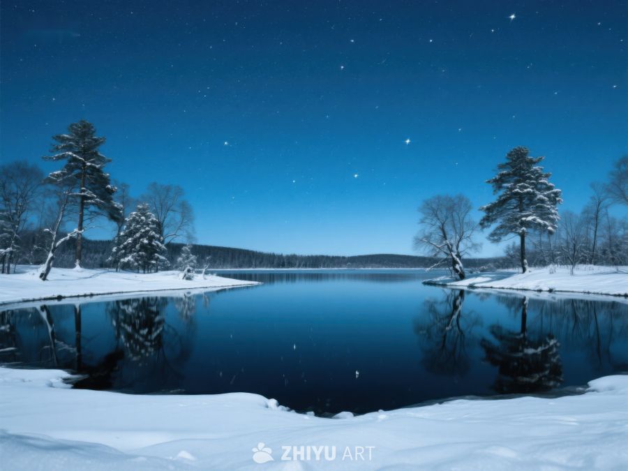 冬夜湖畔，星辉映雪 15