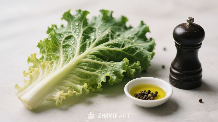新鲜羽衣甘蓝与调味料